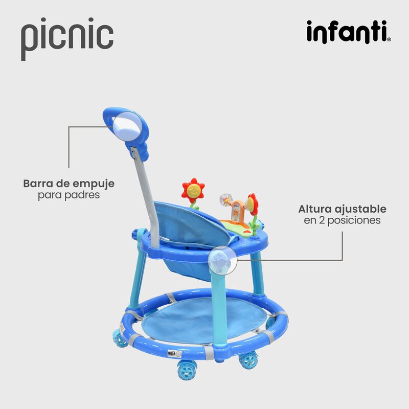 Andadera Picnic 3 En 1  Interactiva Azul image number null