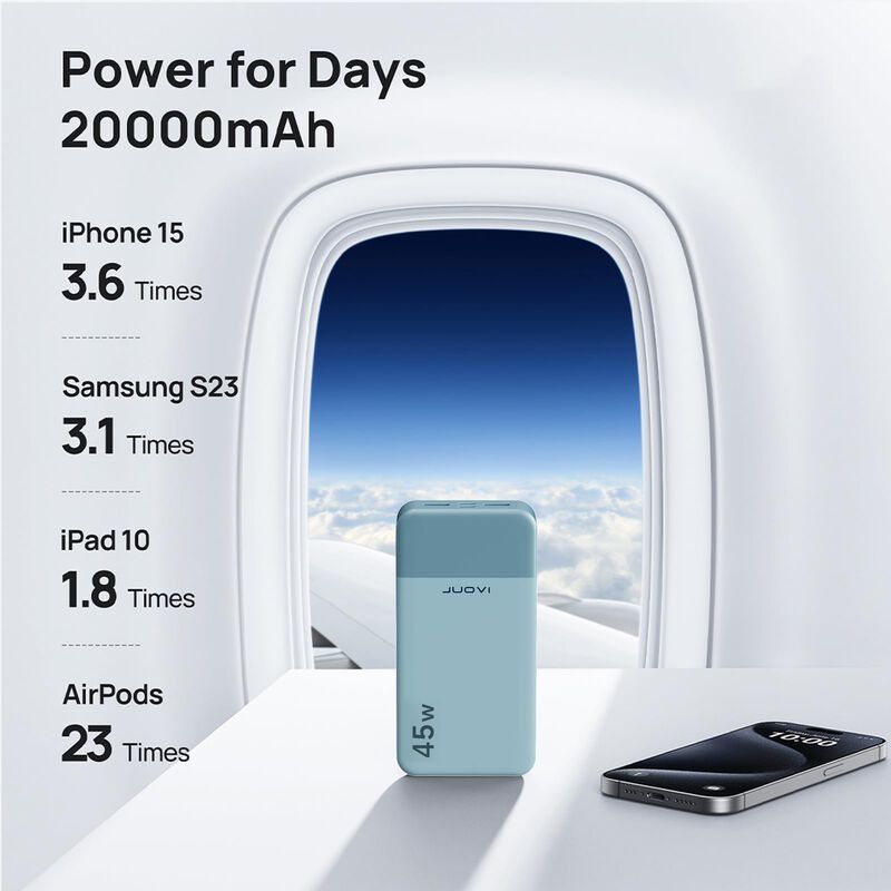 Cargador Port&aacute;til Power Bank Juovi J2621 20000m... image number null