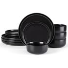 Juego De Vajilla E-far 12 Piezas Negro Mate