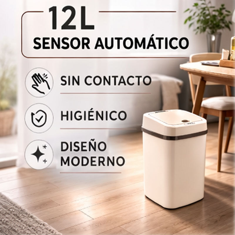 Bote Autom&aacute;tico con Sensor 12L Color Marfil ABS... image number null