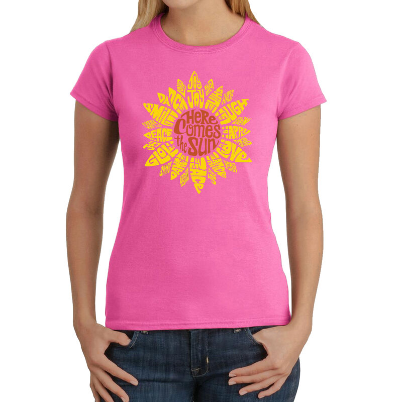 Camiseta Word Art Para Mujer - Girasol- Rosa image number null
