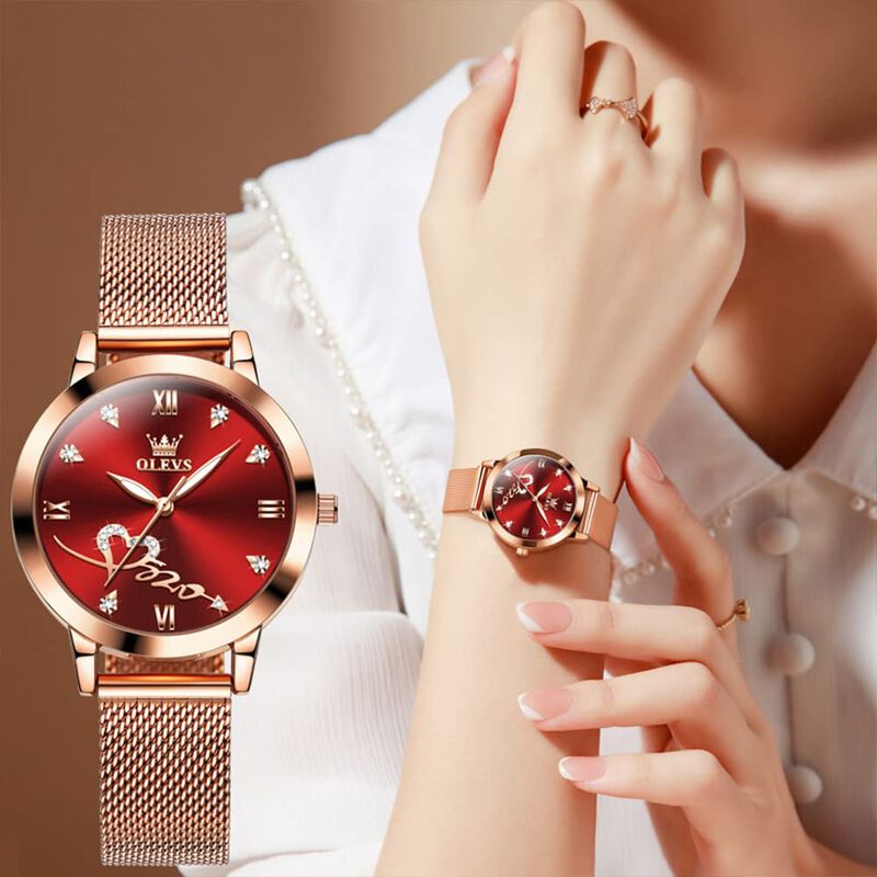 Reloj Olevs Para Mujer, Correa De Malla De Oro ... image number null