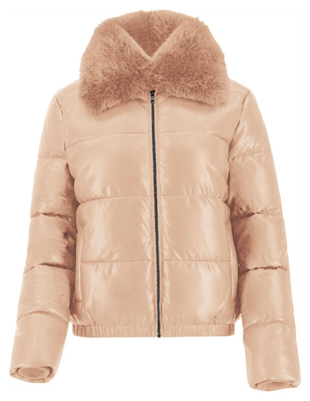 Chamarra Brillosa Acolchada Cuello Peluche Came... image number null