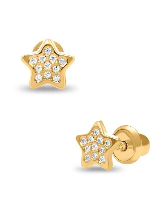 Broqueles Estrella Mini De Oro Amarillo 14k Con... image number null