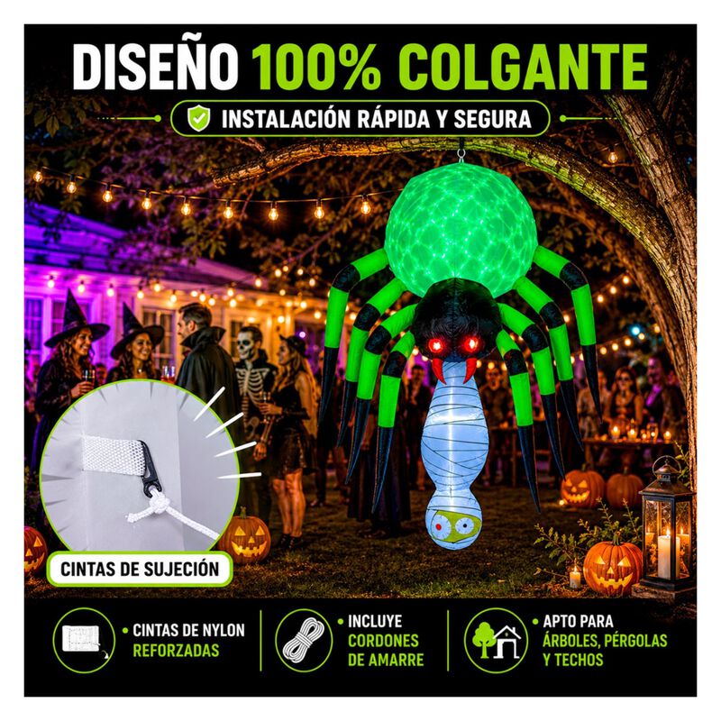 Inflable Halloween Ara&ntilde;a Gigante Exterior 2.1 M... image number null