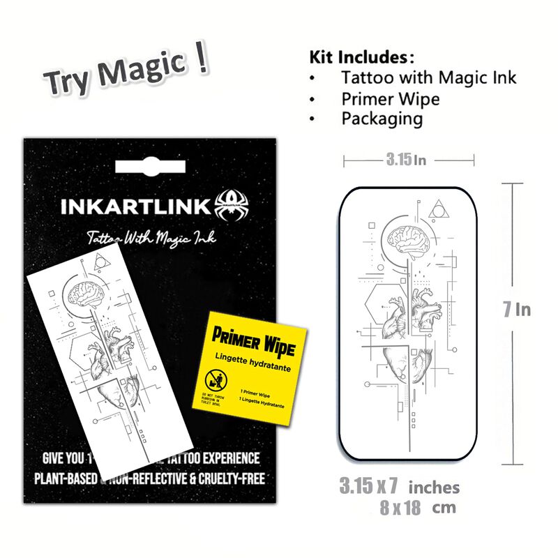 Tatuajes Temporales Inkartlink Heart Hrain Impe... image number null