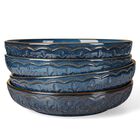 Juego De 4 Cuencos De Pasta Artena De 25 cm, 50 oz, Azul Con Hoja De Trigo
