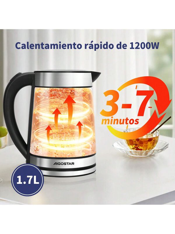 Aigostar Tetera El&eacute;ctrica de Vidrio Con Infusor... image number null