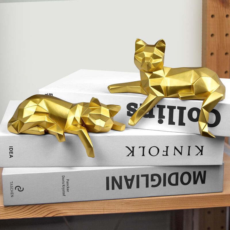 Juego De 2 Estatuas De Gato Geom&eacute;tricas Mrlikal... image number null