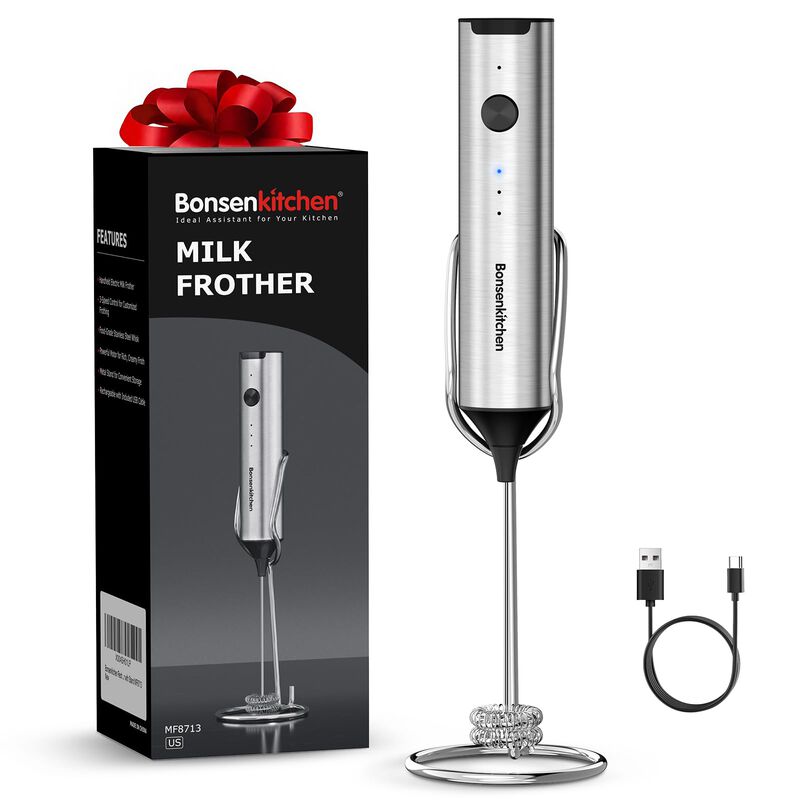 Espumador De Leche Bonsenkitchen Recargable Mf8... image number null