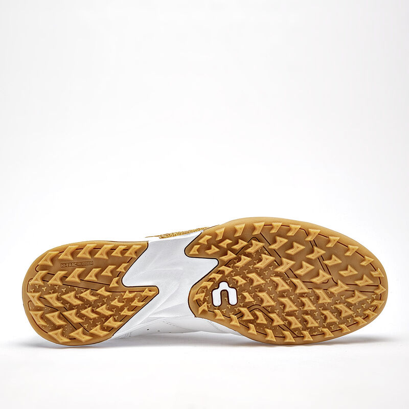 Charly tenis de f&uacute;tbol para hombre blanco dorad... image number null