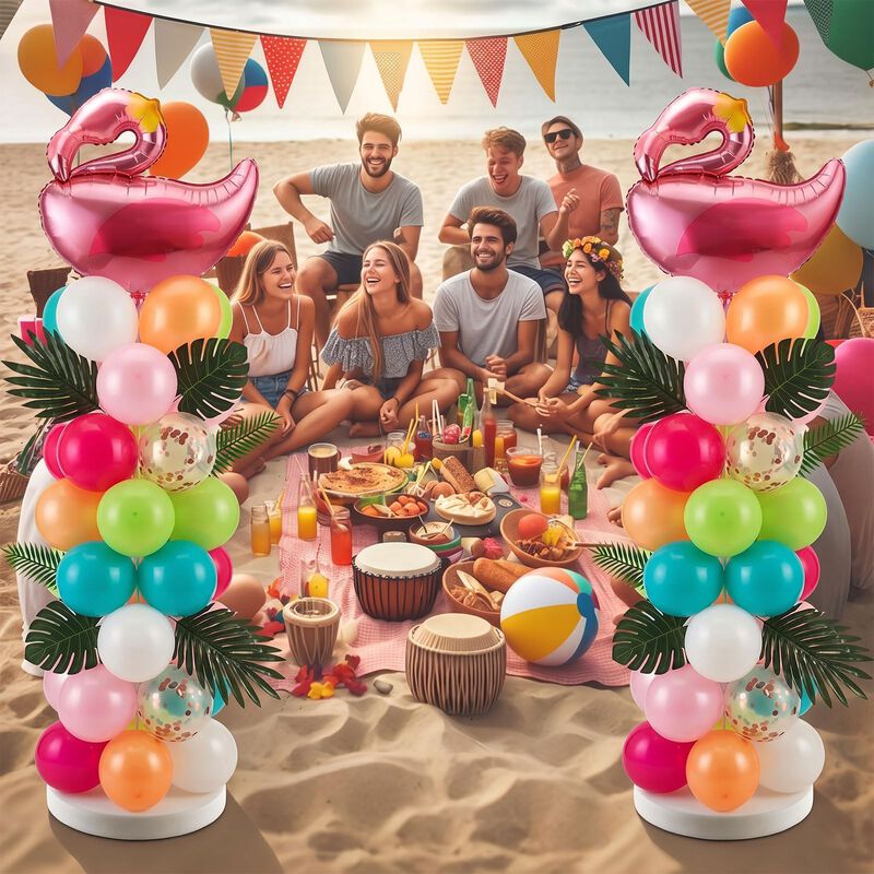 Kit De Columna De Globos Tropicales Flamingo Hu... image number null