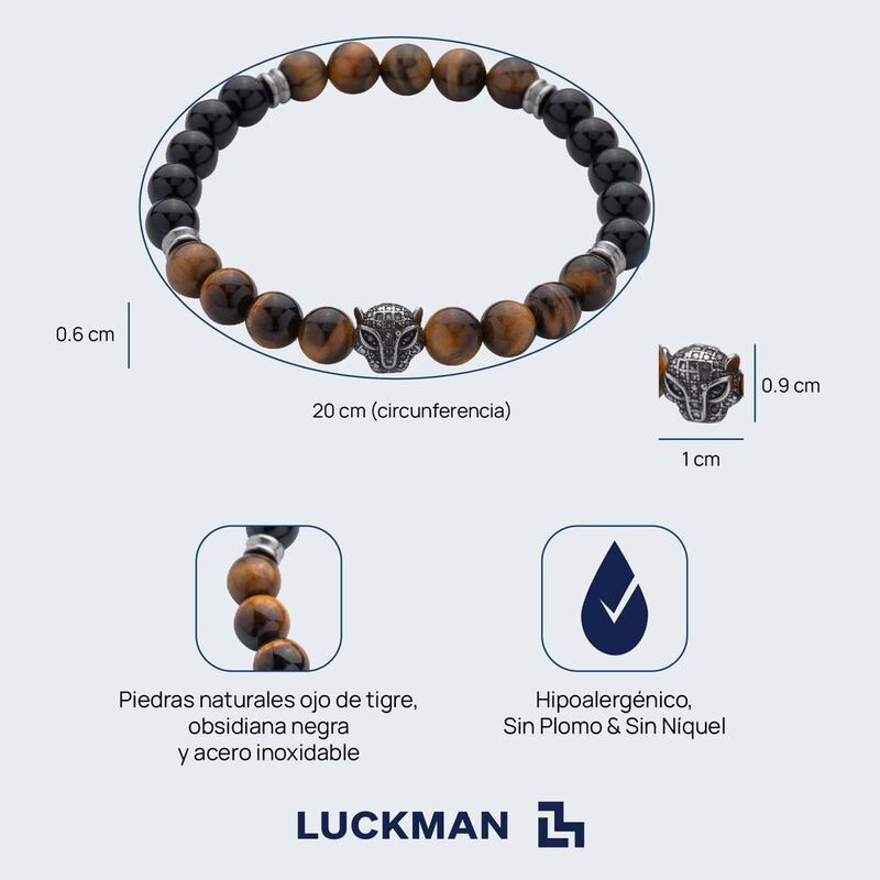 Pulseras Hombre Piedras Acero Inoxidable, Braza... image number null