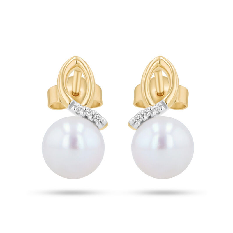 Aretes Oro Amarillo 10k Con 2pts De Diamante Y ... image number null