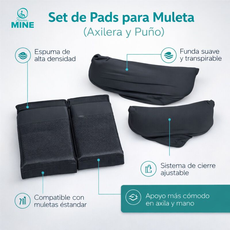Set Pads Muletas Acolchados Axilar Y Pu&ntilde;o Ajust... image number null