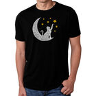 Camiseta Mezcla Premium Word Art Para Hombre - Gato y Luna - Negro
