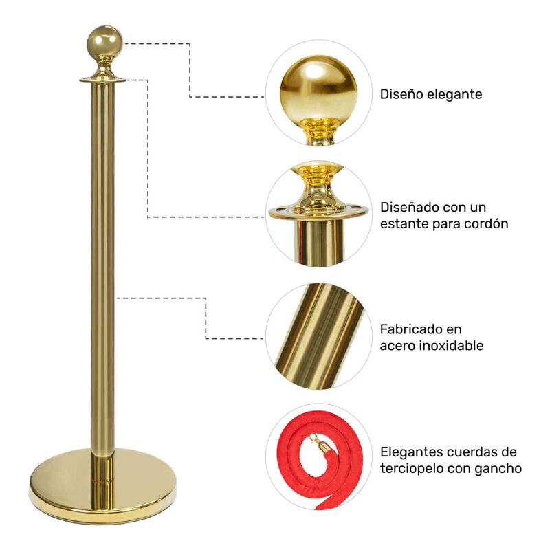 4 Postes Delimitadores Unifila Separador con Cu... image number null