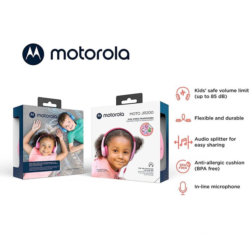 Auricular Motorola Jr200 Para Ni&ntilde;os Rosa 3.5mm ... image number null