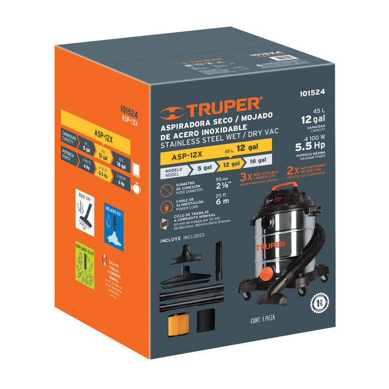 Aspiradora de S&oacute;lidos y L&iacute;quidos de 12 Gal En A... image number null
