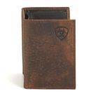 Cartera Ariat Tr&iacute;ptica De Cuero Marr&oacute;n Con Logo En Relieve