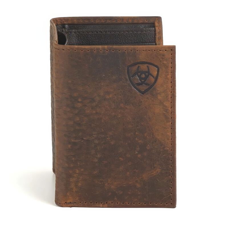 Cartera Ariat Tr&iacute;ptica De Cuero Marr&oacute;n Con Logo... image number null