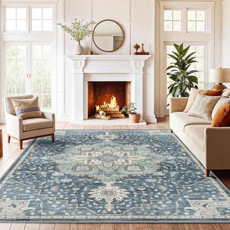 Alfombra Amada Homefurnishing 147x178 Cm Azul/a... image number null