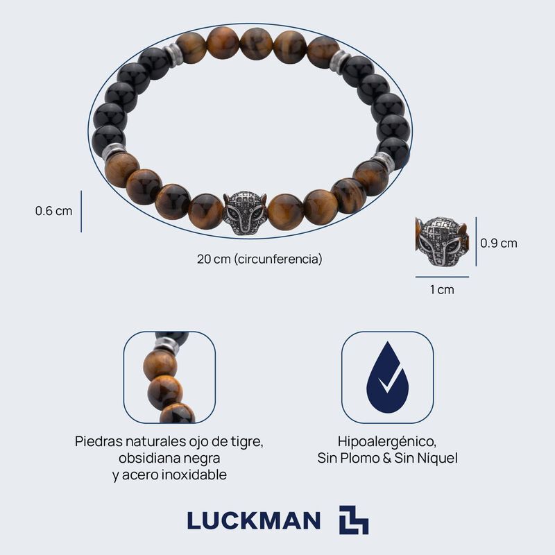 Pulseras Hombre Piedras Acero Inoxidable, Braza... image number null
