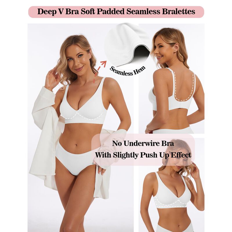 Sujetador Boufor Sin Aros Push-up Blanco Con Re... image number null