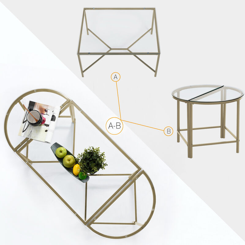 Juego de 3 Mesas de Centro de Vidrio FurnitureR image number null