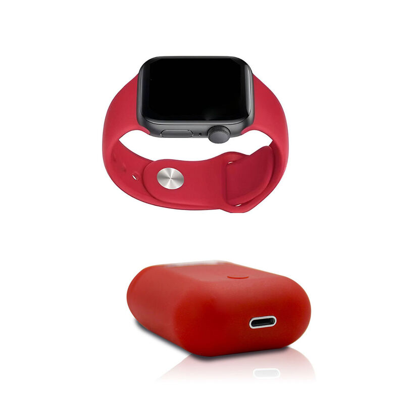 Kit smartwatch t500 y audífonos twins rojo image number null