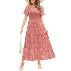 Vestido Largo Floral Maggeer XL Manga Corta - Estilo Casual