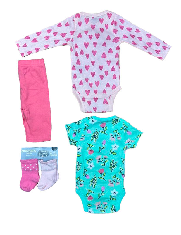 Kit 4 Piezas Bebé Niña Onesies Pañaleros, Panta... image number null