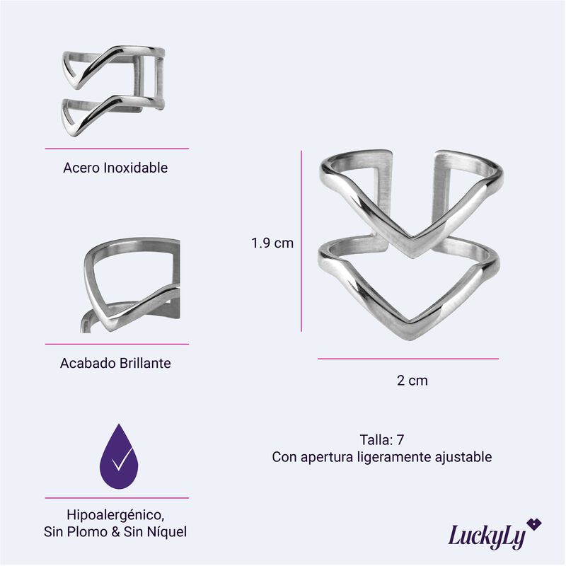 Anillos Acero Inoxidable Mujer Ajustable, Oro P... image number null