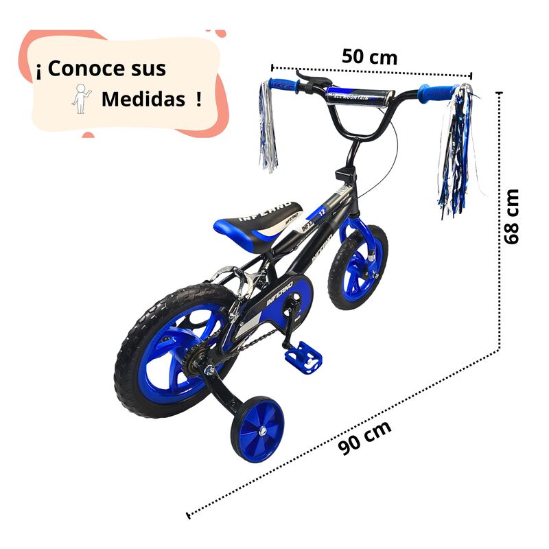 Bicicleta Infantil Ni&ntilde;os R12 Ruedas Auxiliares ... image number null