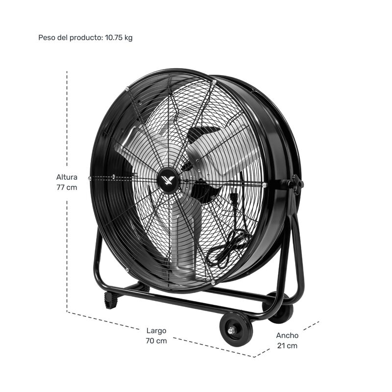 Ventilador Industrial Metalico Piso 180w 2 Velo... image number null