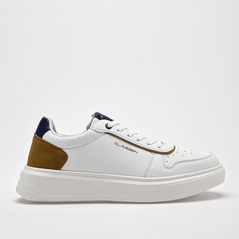 Clasben tenis para hombre blanco caf&eacute; cod 14117... image number null