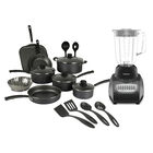 Kit Bater&iacute;a Primaware Tramontina Negro 18 Pzs. + Licuadora Valencia 1.25l Taurus
