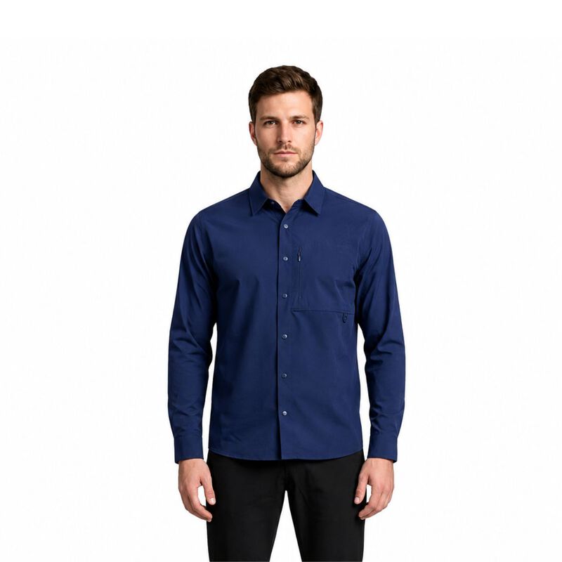 Atlo Camisa Lisa Manga Larga Navy Para Hombre image number null
