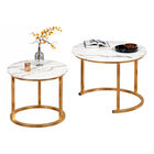 Set de 2 Mesas de Centro Circulares con Soportes de Acero (Blanco/Dorado) Bluelander