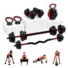 Kit Set Mancuerna 5 en 1 Ajustable 30 Kg Pesa Barra Kettlebell Rojo Centurfit