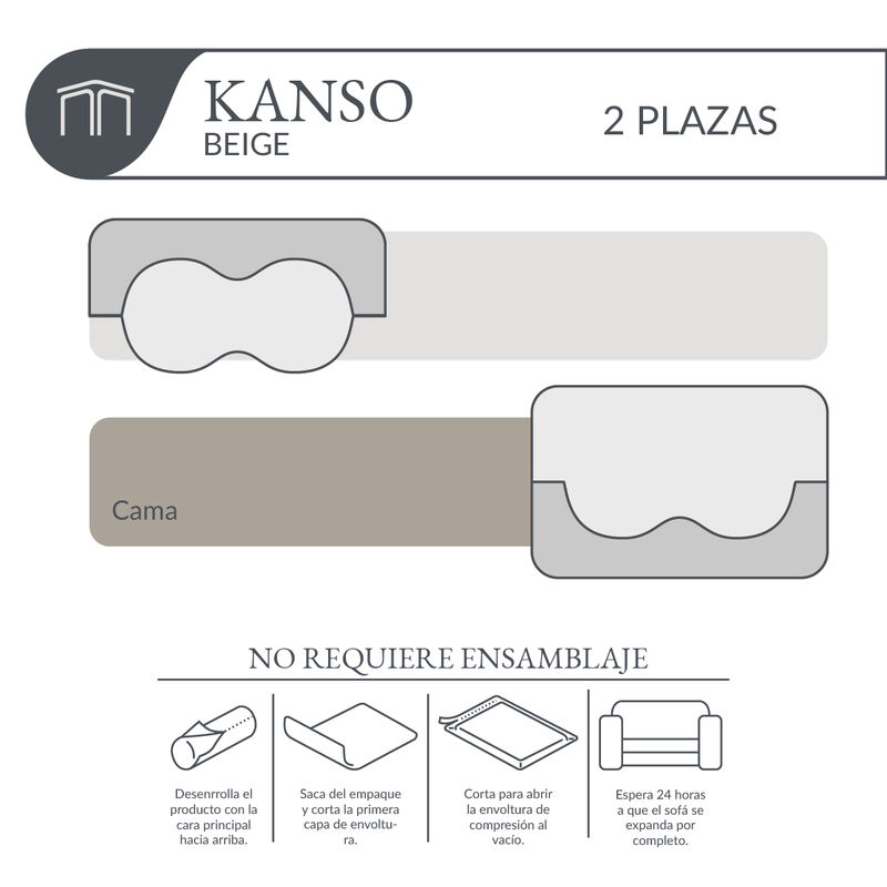 Sof&aacute; Espuma Alta densidad KANSO Beige 2 plazas ... image number null