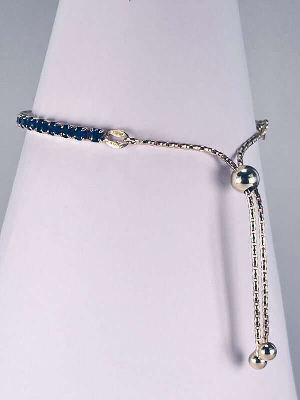 Pulsera De Plata Dorada Con Piedras Azules image number null