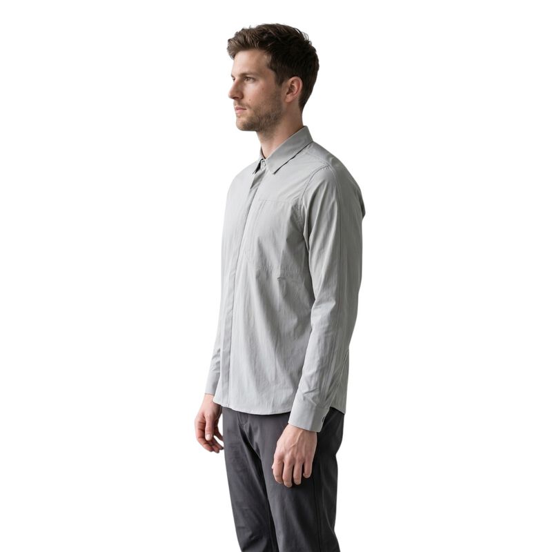Atlo Camisa Lisa Manga Larga Grey Para Hombre image number null