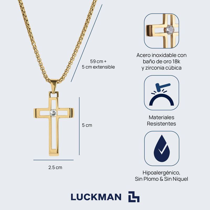Collar Hombre Acero Inoxidable Cruz, Regalos Pa... image number null