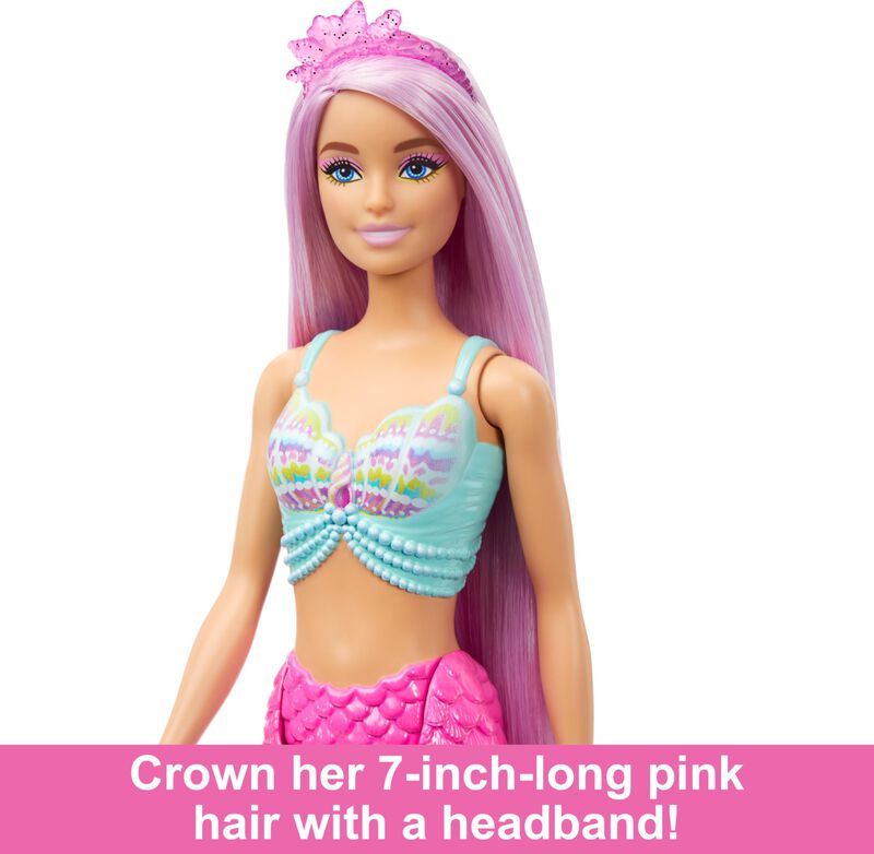 Mu&ntilde;eca Barbie Sirena Con Pelo Rosa Fantasy De 1... image number null