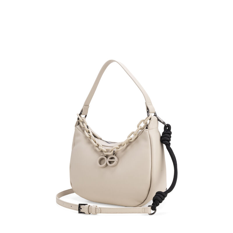 Bolsa Hobo Mediana Con Cadena Acr&iacute;lica Color Be... image number null