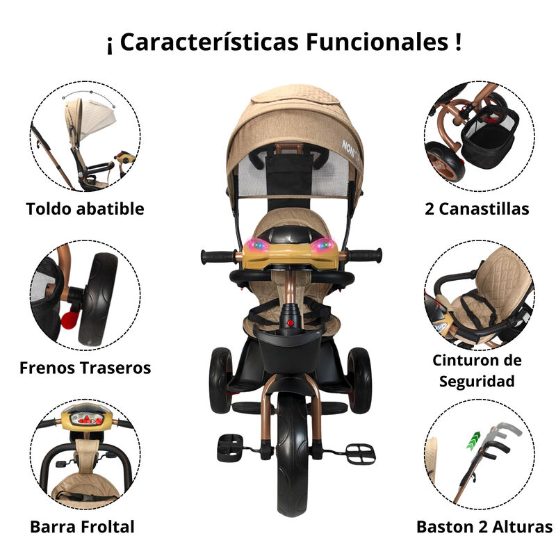 Triciclo Infantil Tipo Carriola con Bast&oacute;n Ajus... image number null