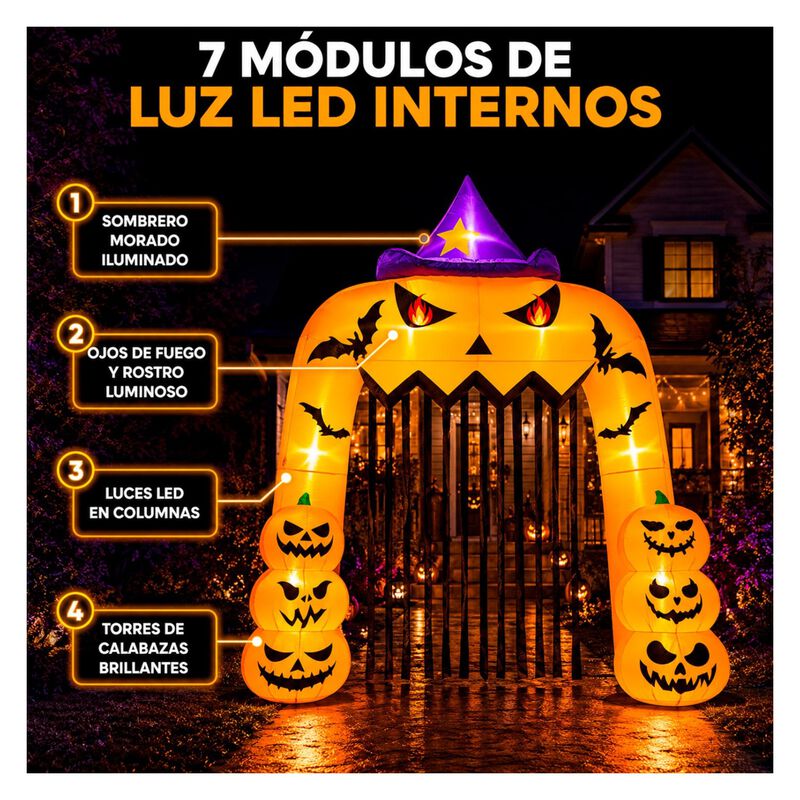 Inflable Halloween Arco Calabaza Bruja Gigante ... image number null