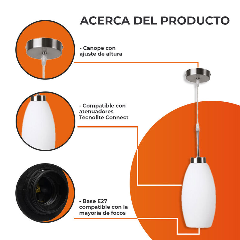 L&aacute;mpara Colgante Lamina De Acero Satinado 20w 1... image number null