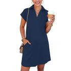 Vestido Anrabess Mini Escote V Mangas Cap, Azul Marino Talla Grande